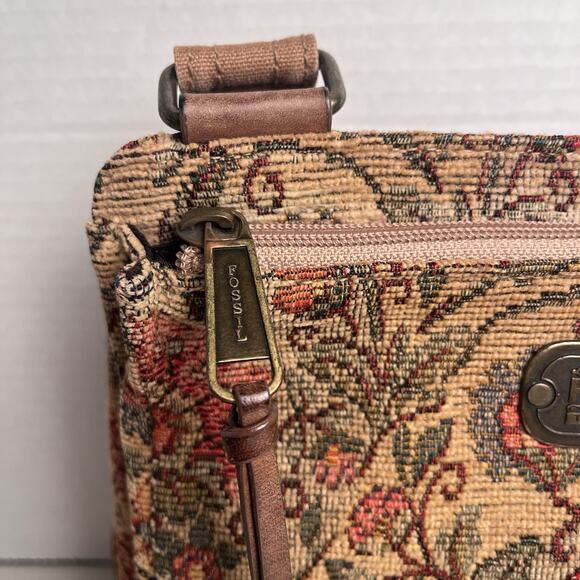 Fossil Crossbody Purse Paisley Tapestry Twill Shoulder Bag Boho Hippie Y2K - Picture 7 of 16
